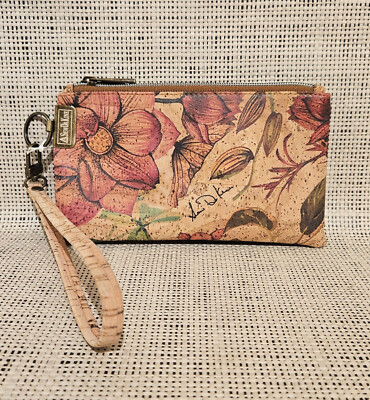 Hawaii Hawaiian Sew Da Kine Cork Fabric Bag Purse Wristlet Clutch Lotus 