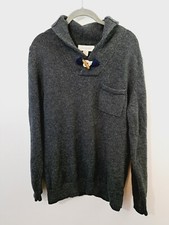 Frederik Anderson Copenhagen Wool Blend Sweater Collared, Toggle Closure Gray L