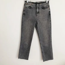 New TOPSHOP Size 26 High Rise Raw Waist Cropped Straight Jeans