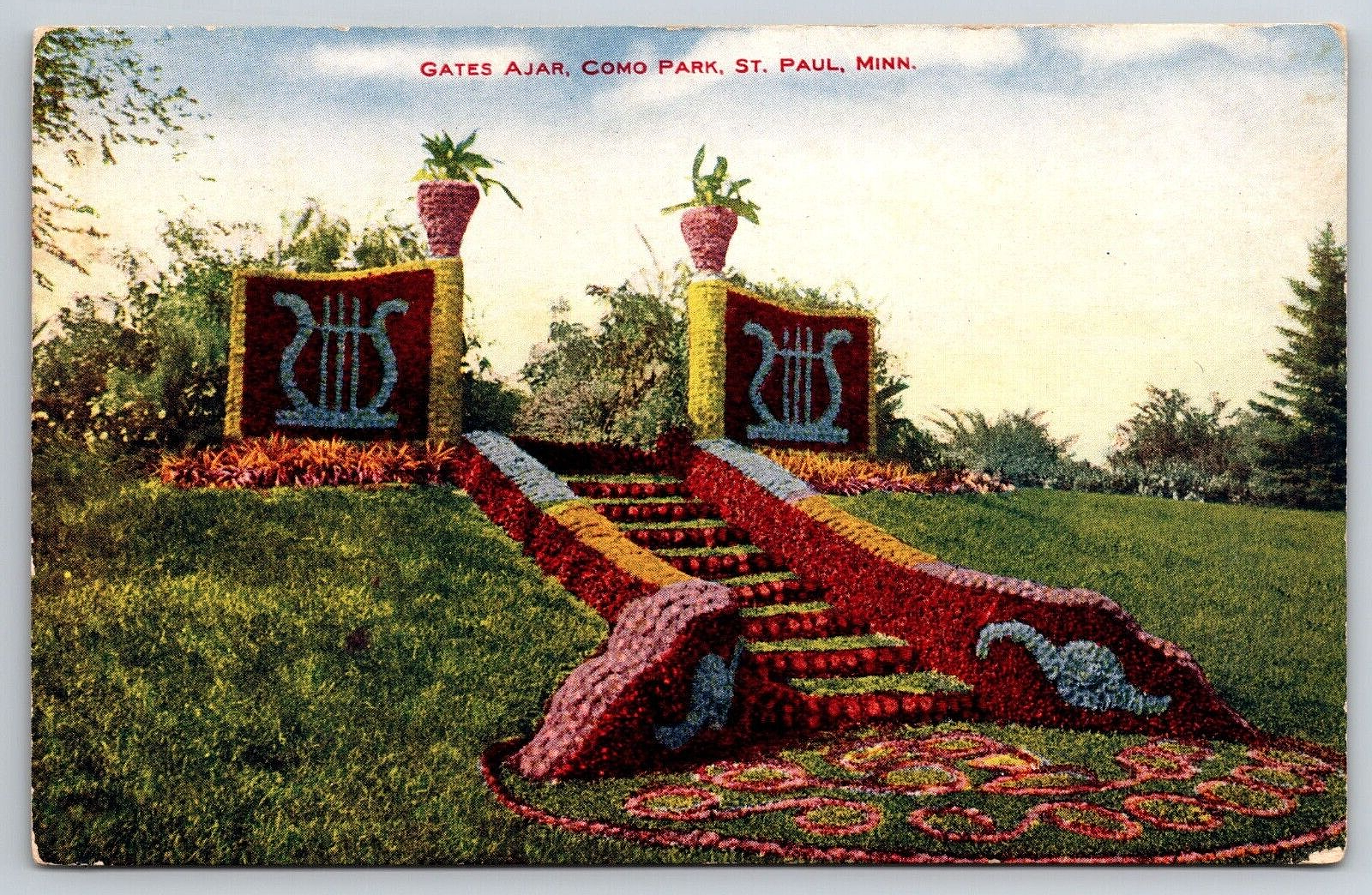 Original Old Vintage Antique Postcard Gates Ajar Como Park St. Paul Minnesota