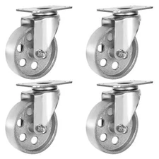 4 All Steel Swivel Plate Caster Wheels Heavy Duty Gray 4" METAL