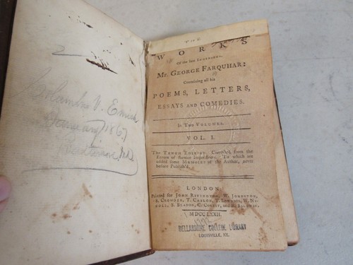 Works of Mr. George Farquhar in 2 Volumes ~ 1772 Hardcover - Foto 4 di 12