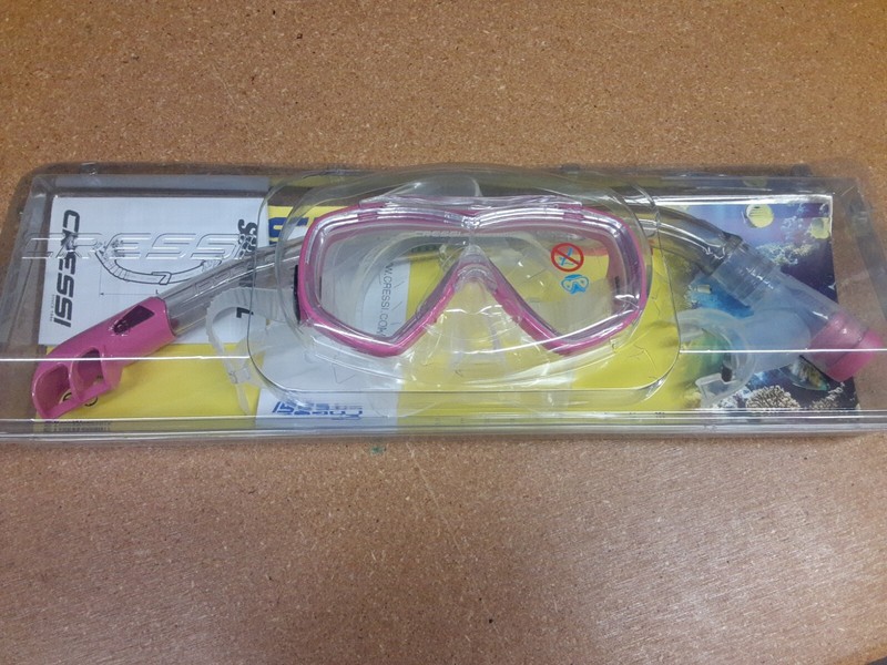 Cressi Ondina Mask & Top Jr Snorkel Set, Clear/Pink, New