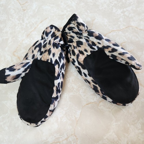 Echo New York S/M Women's Mittens Winter Animal Print Black Brown New - Picture 7 of 8