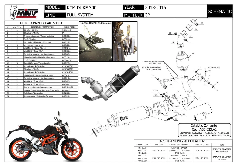 Escape completo Mivv GP negro acero inoxidable para Ktm 390 Duke 2013 > 2016 Foto 4 de 4