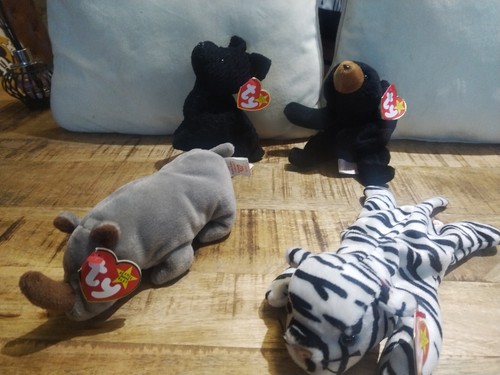 4x Indonesia Ty Beanies Blizzard, Scottie, Spike, Blackie, 4th Gen Tags