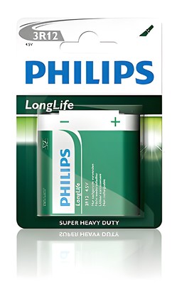 3R12 Batterie PHILIPS Longlife Flachbatterie 4,5 Volt 1er Blister 4,5V 