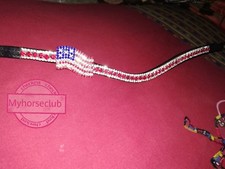 Bandeau de sourcils beau cristal bling blanc, bleu et rouge avec drapeau américain USA