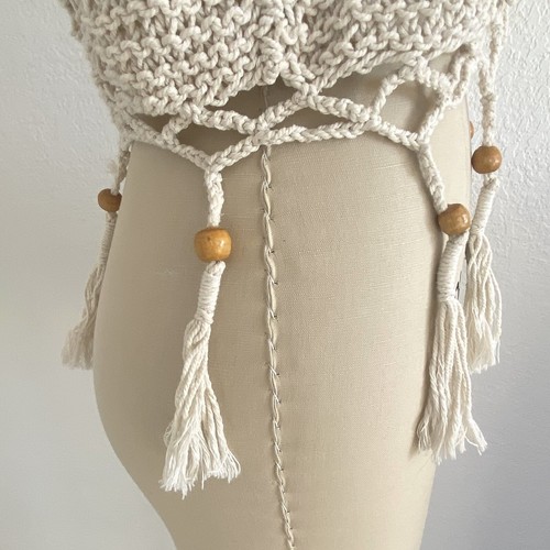 AUTHENTIC VINTAGE 70’s MACRAME / CROCHET VEST BOHO, FESTIVAL HIPPIE Fringe - M - Picture 6 of 7