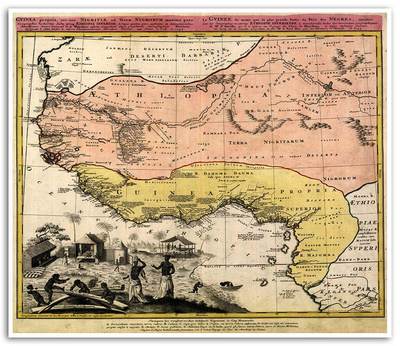 MAP of  AFRICA Vintage Ethiopia Mali Sierra Leone Ivory Coast circa 1743 24x28