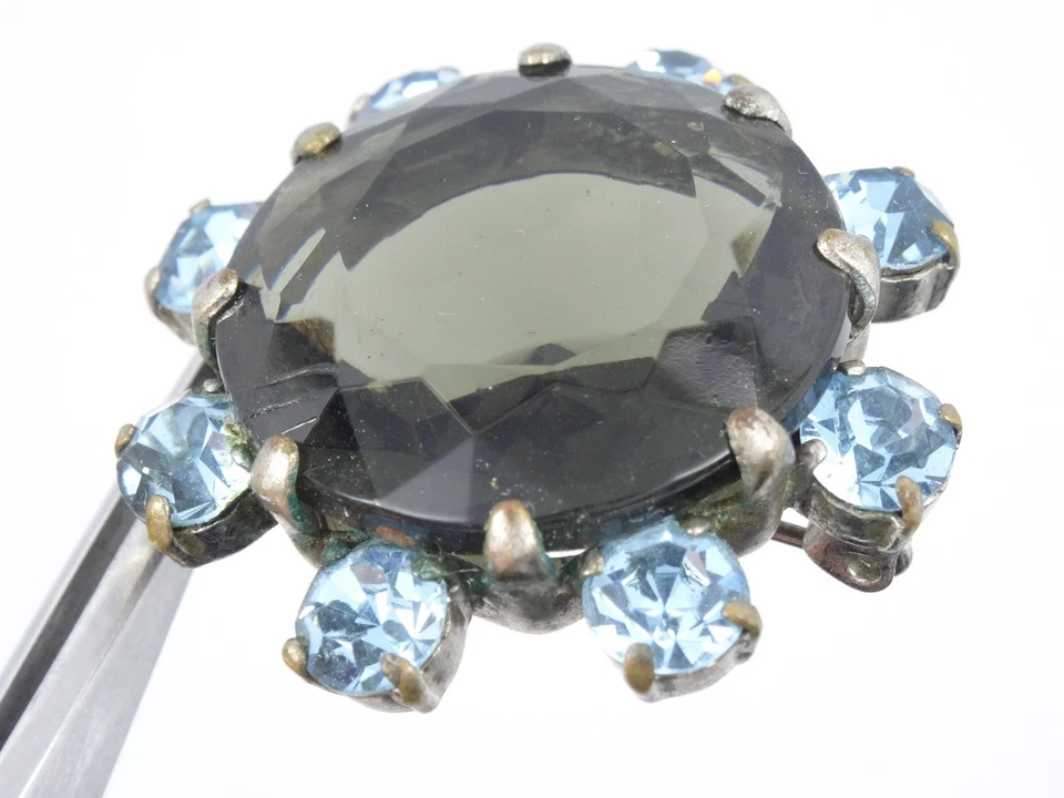 ART DECO INSPIRED RHINESTONE CRYSTAL JEWELED BROOCH ~ 1 3/8 - Image 2 of 3