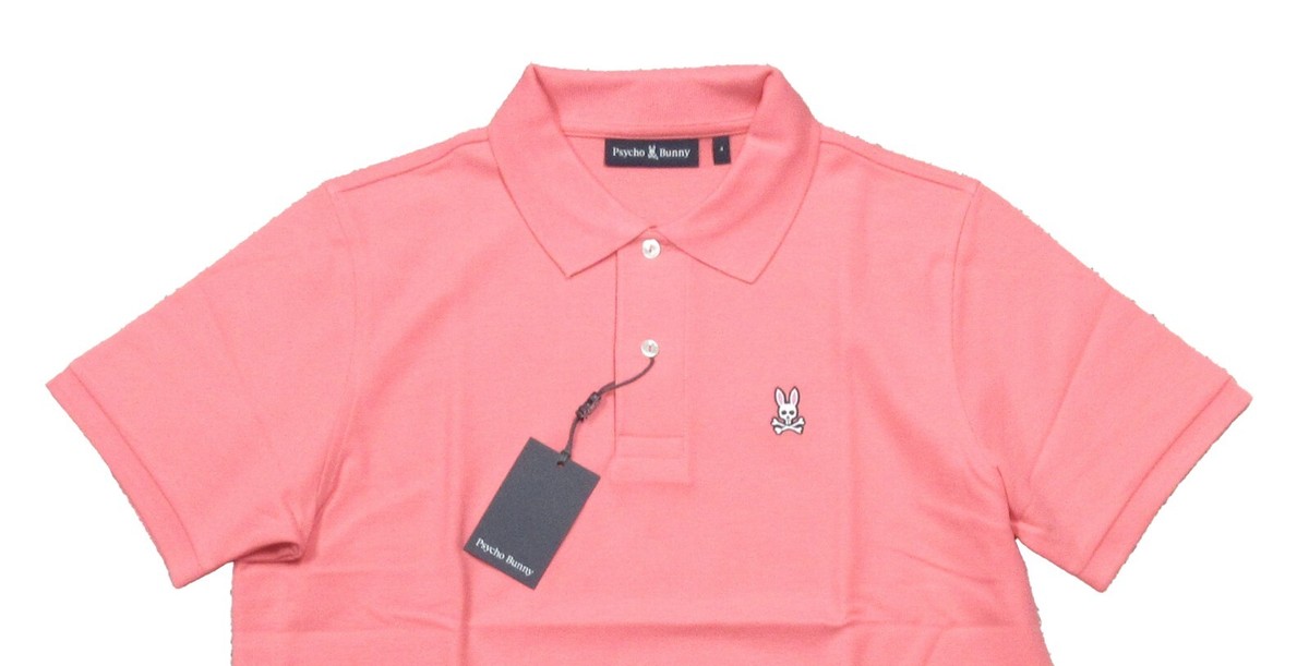 Psycho Bunny Men's Grapefruit Pink Classic Pique Short Sleeve Polo