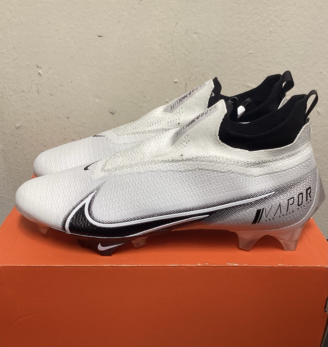 NIKE VAPOR EDGE 360 ELITE FLYKNIT WHITE FOOTBALL CLEATS SIZE 13 WIDE  CV6317-100