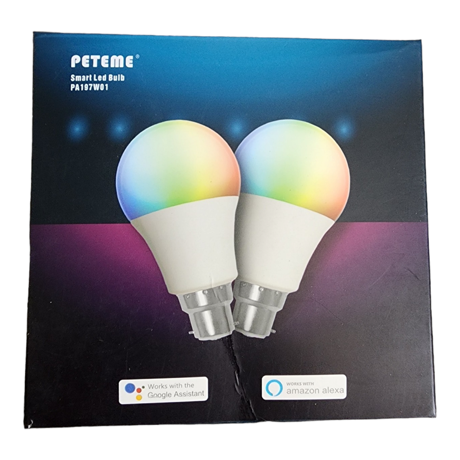 Peteme LED Smart WiFi Bulb (2 Pack) A19 LED Smart Bulb White / RGB PA197W01 NEW-image