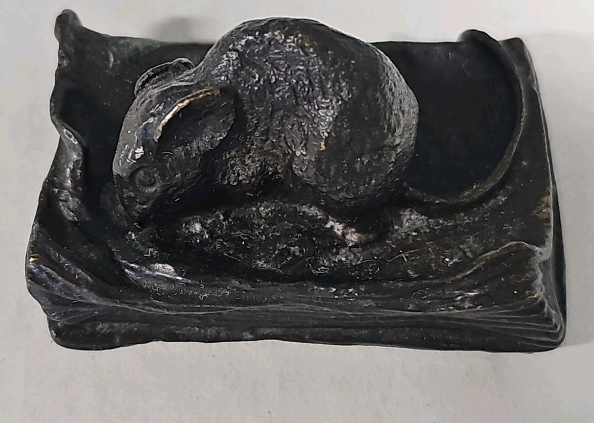Louis-Albert Carvin (1875-1951) France Bronze Mouse On A Book Figurine