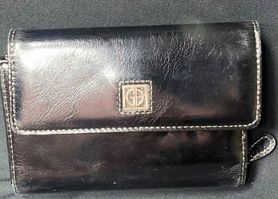 Tri Fold Gianni Bernini Black Genuine Leather Wallet Brand New with Box