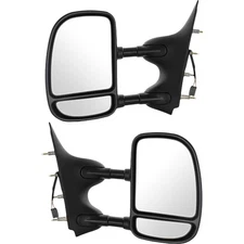 Towing Mirror Set For 2002-2008 Ford E-350 Super Duty Power Textured Black 2Pc