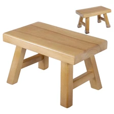 Wooden Step Stool for Adults 11.8"LX7"WX6.9"H Handcrafted Solid with Chamfered