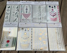 Temporary Metallic Tattoo Gold Silver lot of 8 sheets Great For The Summer