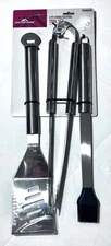 Master Forge 3 Pc Prestige Stainless Steel Tool Set For BBQ Grill Cooking NEW!!