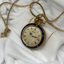 SEIKO Vintage Manual Wind Pocket Watch Pendant Necklace Chain Japanese Classic