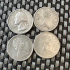 Lot of 4 - US and Canadian Silver Quarters (US 1963, CAD 1964, 65, 67)