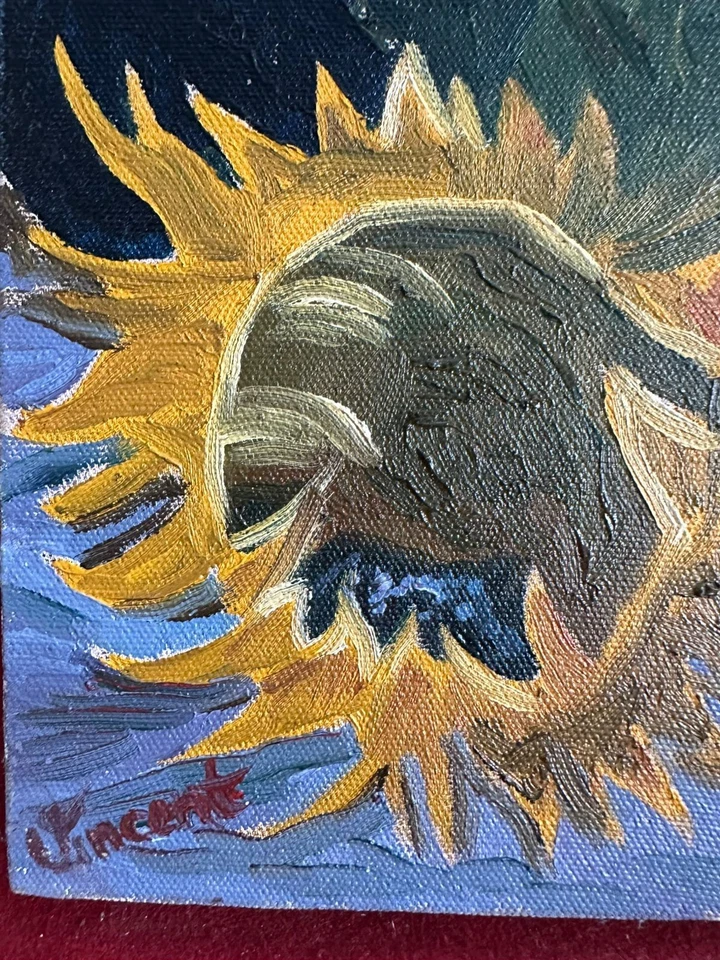 VINCENT VAN GOGH oil painting on canvas, vtg stamped signed - Image 2 of 4