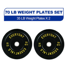 Olympic Bumper 35 Plate Weight Lifting Set 70 Lb Set Steel Hub Black Home Gym