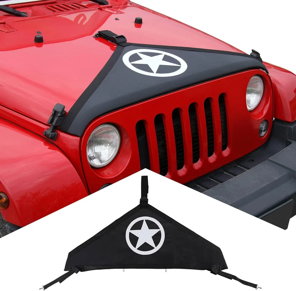 Защита торца переднего капота бюстгальтера для Jeep Wrangler JK JKU 2007-2018 Black Star - Изображение 2 из 4