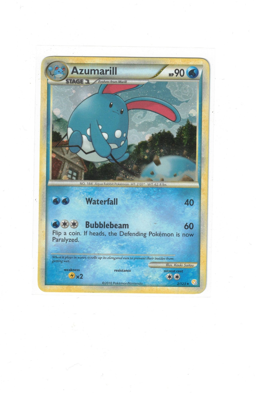 Azumarill Holo Rare HeartGold SoulSilver 2/123 HP