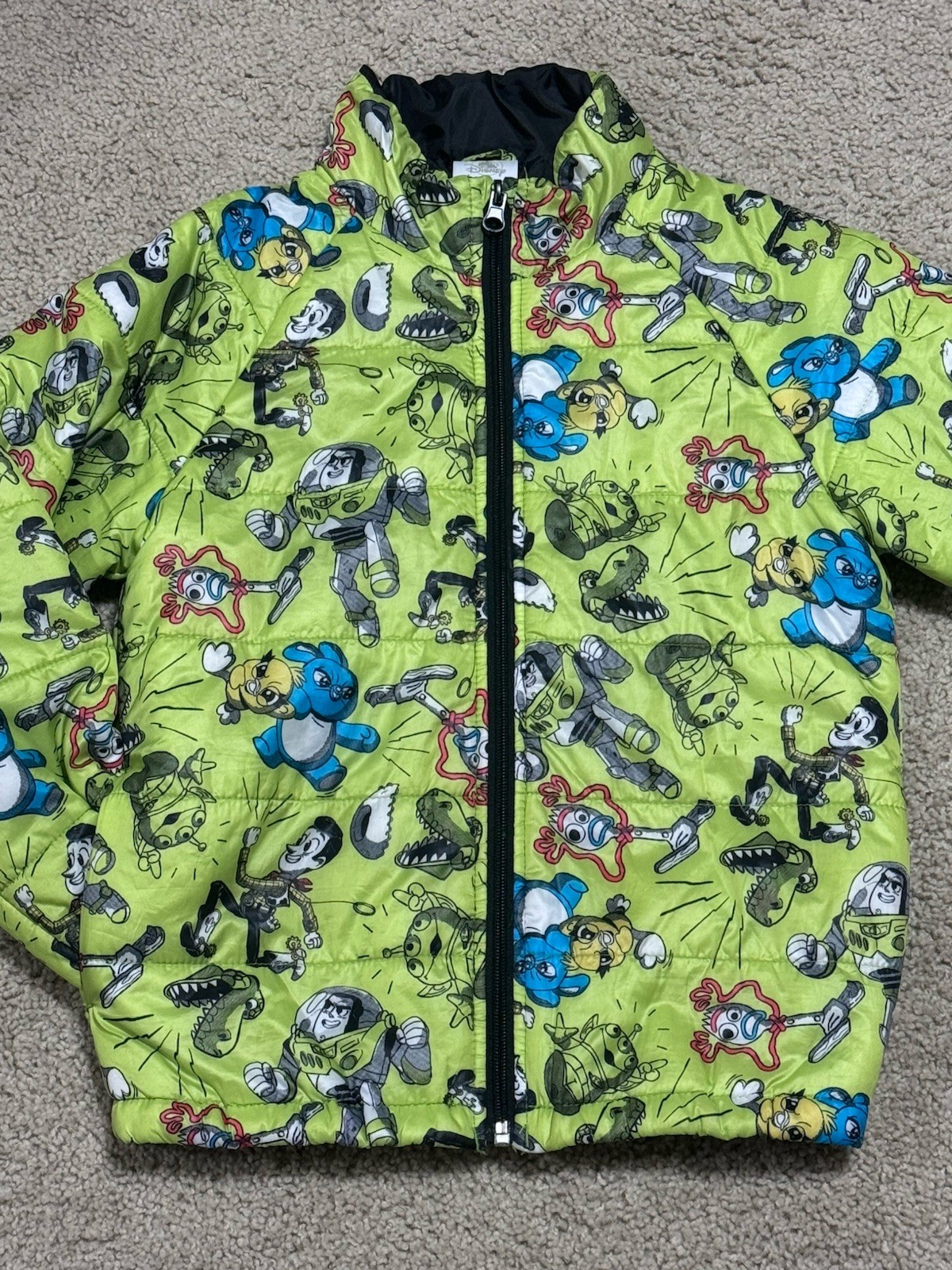 Disney Pixar Toy Story 4 Puffer Jacket Green All Over Character Print Youth 5/6 image 2