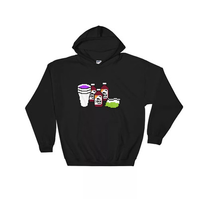 Weed & Lean 8 Bit Hoodie Sweatshirt, Funny Double Cup Gamer Purple Drank Stoner