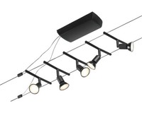 Paulmann Corduo Seilsystem Salt Basisset Max 5X10W Schwarz Matt/Chrom 230/12V