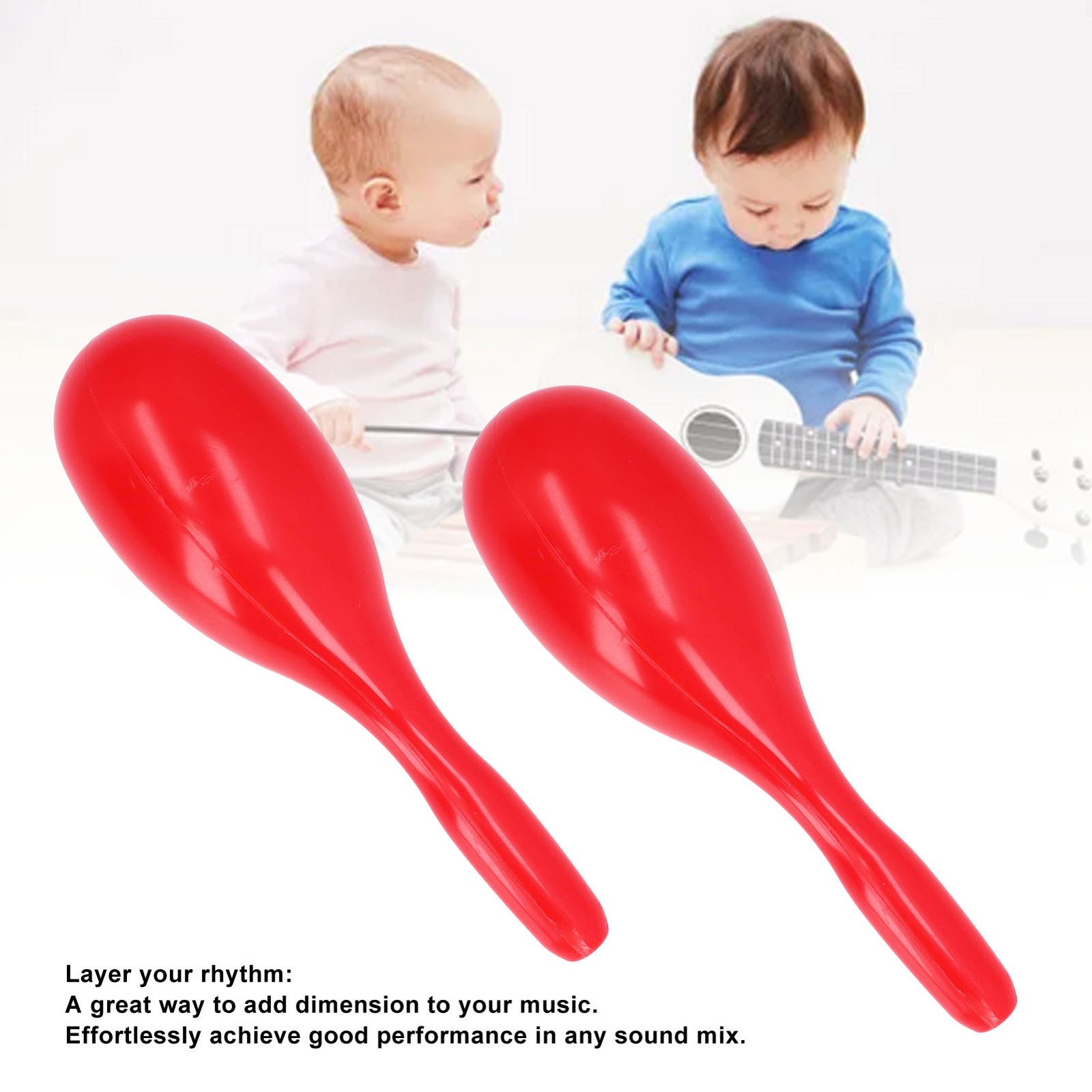 2Pcs Music Maracas Oval Shaped Plastic Hand Percussion Rattles Music Instrum.