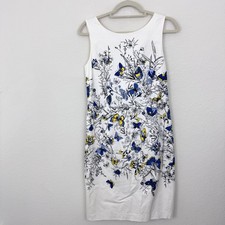 RSVP By Talbots Womens Sleeveless Sheath Dress Size 6 Butterfly Summer Cotton