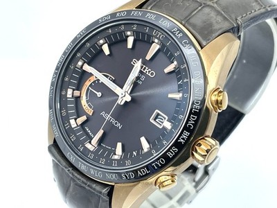 SEIKO ASTRON GPS Radio Wave Solar Titanium Men's Watch Gold Case 8X22-0AG0-2