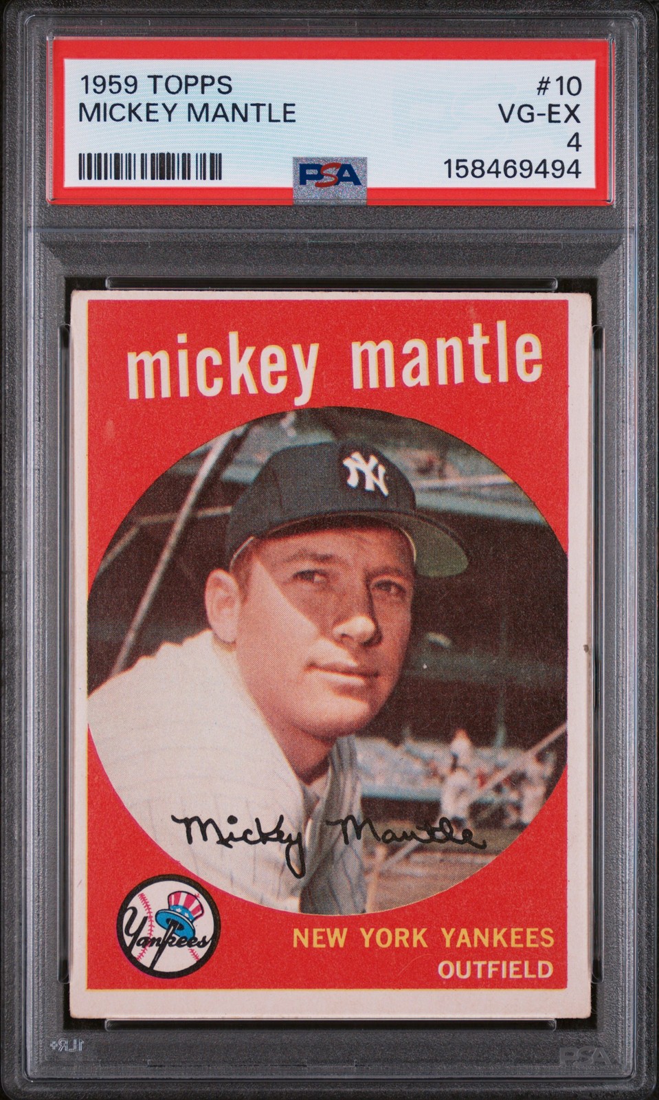 1959 TOPPS #10 MICKEY MANTLE PSA 4 view 1