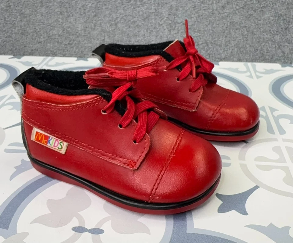 Винтажные детские прогулочные туфли 80-х Baby Deer x McKids размер 3 1/2 D красная кожа США - Изображение 4 из 4