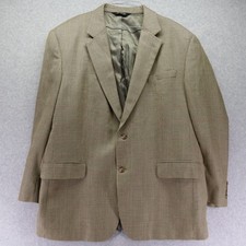 Jos A Bank Blazer Mens 46R Wool/Silk 2-Button Suit Jacket Sport Coat Tan Plaid