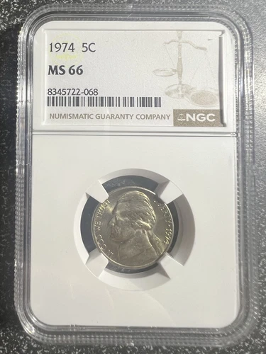1974 Jefferson Nickel - NGC MS66.