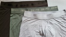 SKIMS men's Set of 3 Boxer Grey/Green/Brown shorts underwear. Size M. BNWOT