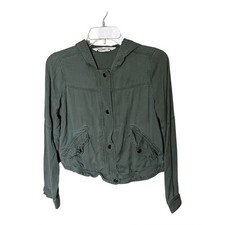 Abercrombie Kids Army Green Hooded Snap Front Utility Jacket Coat Size Large