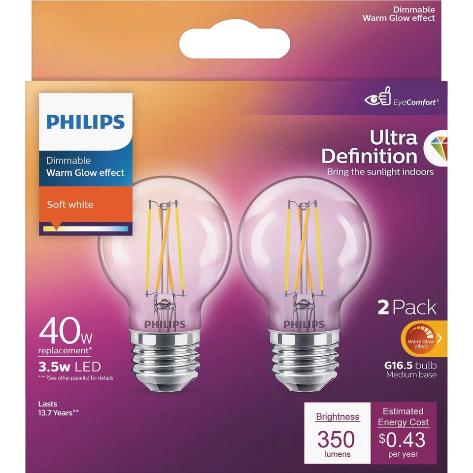 Philips Ultra Definition 40W Equivalent Soft White G16.5 Medium LED Decorative - Image 2 of 4