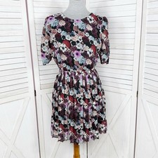 Pins & Needles UO Dress Women Small Black Multi Floral Pleat Skirt Open Back