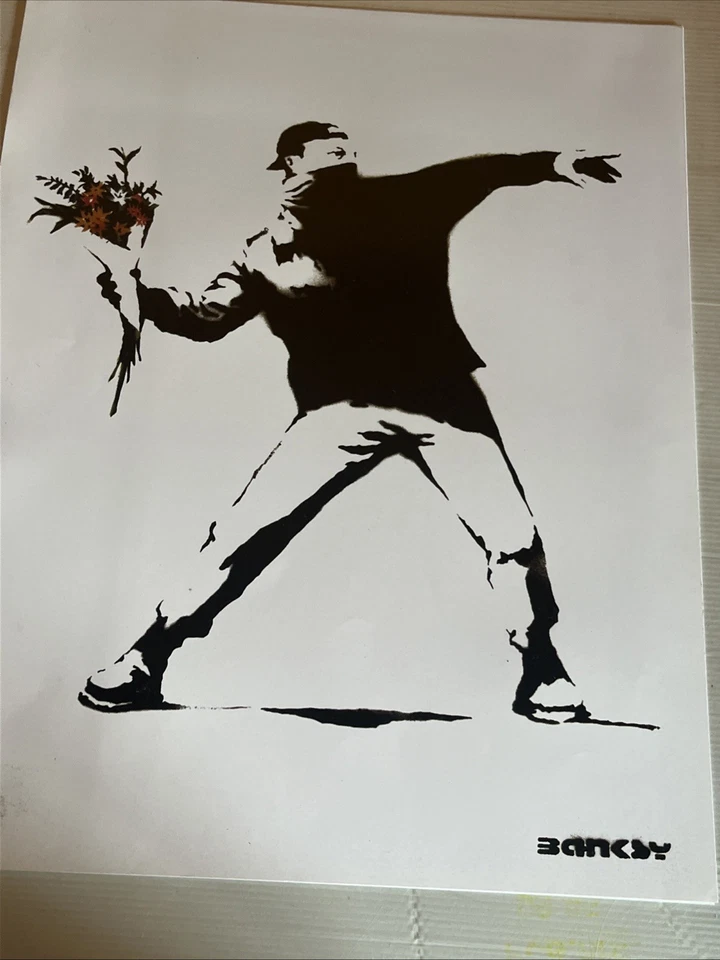 Póster de lanzador de flores Banksy 20”x16” graffiti arte callejero impresión decoración de pared Foto 3 de 4