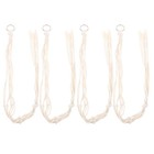 4 Pcs White Cotton Wood Macrame Plant Hangers Indoor Plant Holders