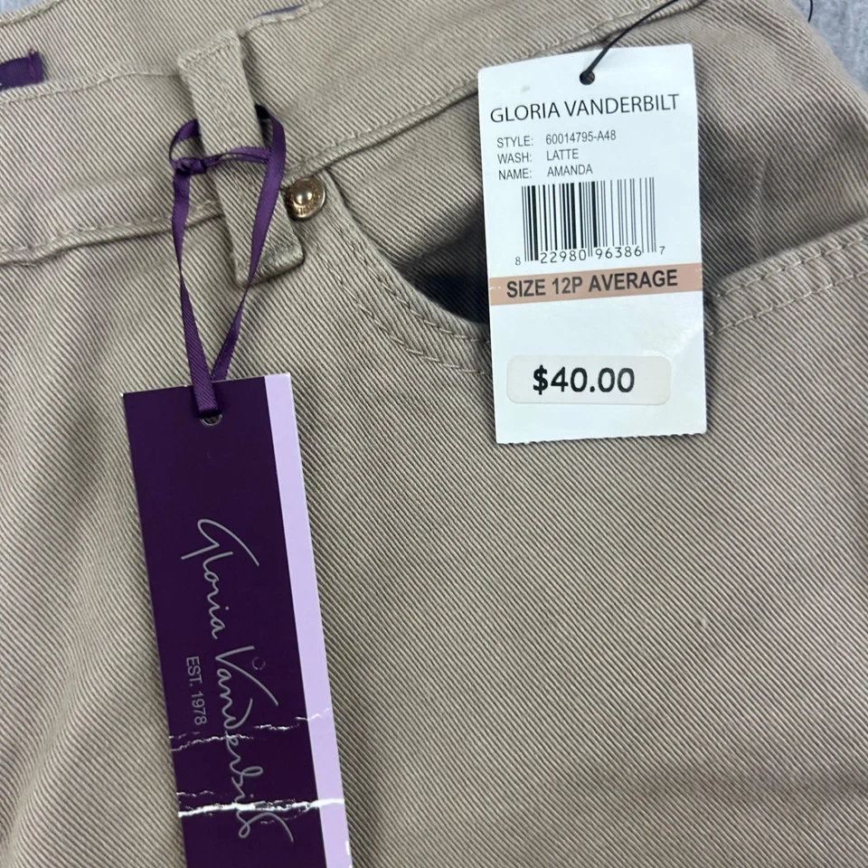 Gloria Vanderbilt брюки женщин 12P бежевый Amanda прямой ноги новый с Ярлыками - Изображение 3 из 4