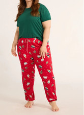 Joyspun Womens Sleep Pants Hacci Knit Jogger Red Pepper Print Size XL