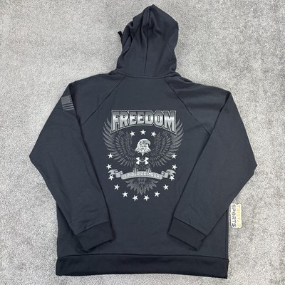 Under Armour Hoodie Mens 2XL Black Freedom Eagle Pullover Graphic  Sweatshirt