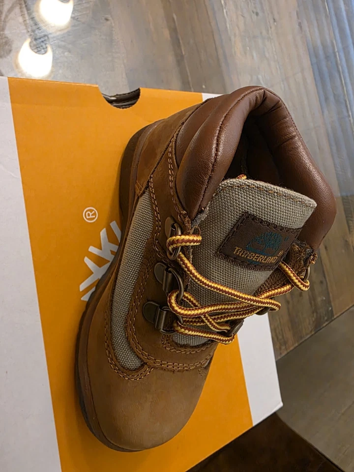 Bota de Campo Timberland 10C Niño Pequeño Nueva con Etiquetas Bota Media Marrón Cuero Nobuck Foto 4 de 4